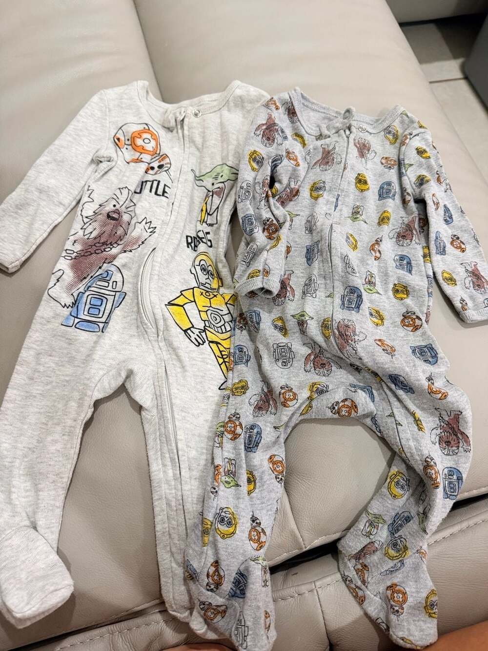Star Wars Footed Sleeper 3-6M Grey Star Wars Character Print Lot
